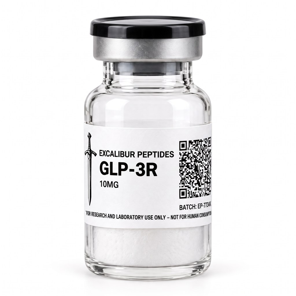 GLP-3R triple receptor agonist 10 mg lyophilized research vial with Excalibur label