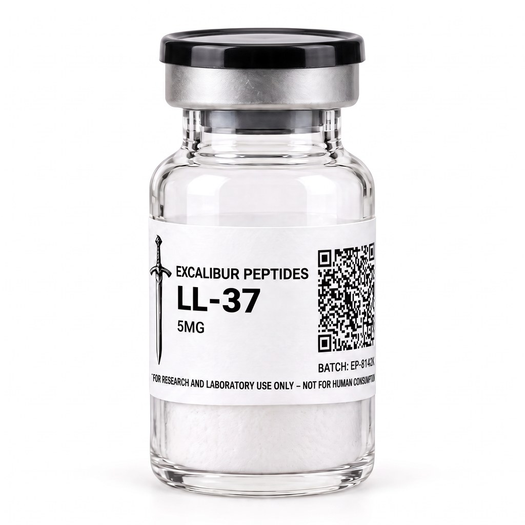 LL-37 cathelicidin antimicrobial research peptide 5 mg vial with Excalibur label