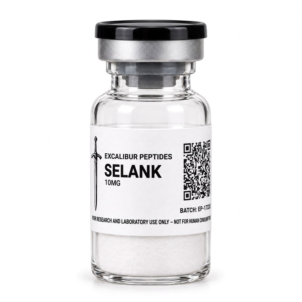Selank tuftsin analog 10 mg research vial with Excalibur label