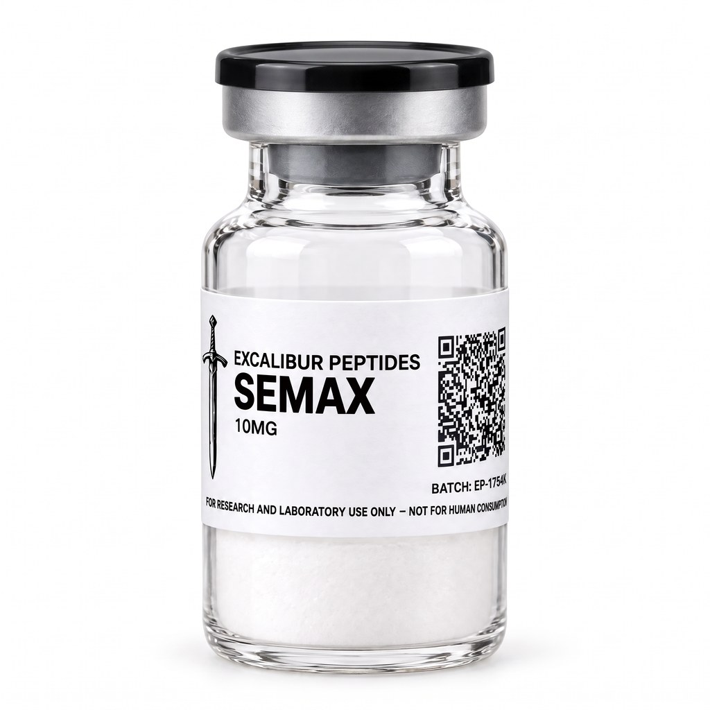 Semax ACTH(4-10)-derived heptapeptide 10 mg research vial with Excalibur label